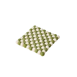 Artisan Felt Pom Pom Trivet - Natural & Moss